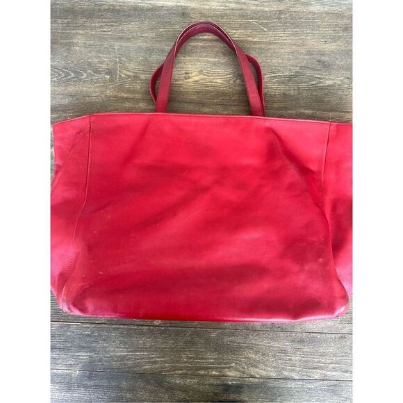 Saint Laurent Paris Red Leather & Suede Reversible tote bag with pouch - Authent - Picture 12 of 15
